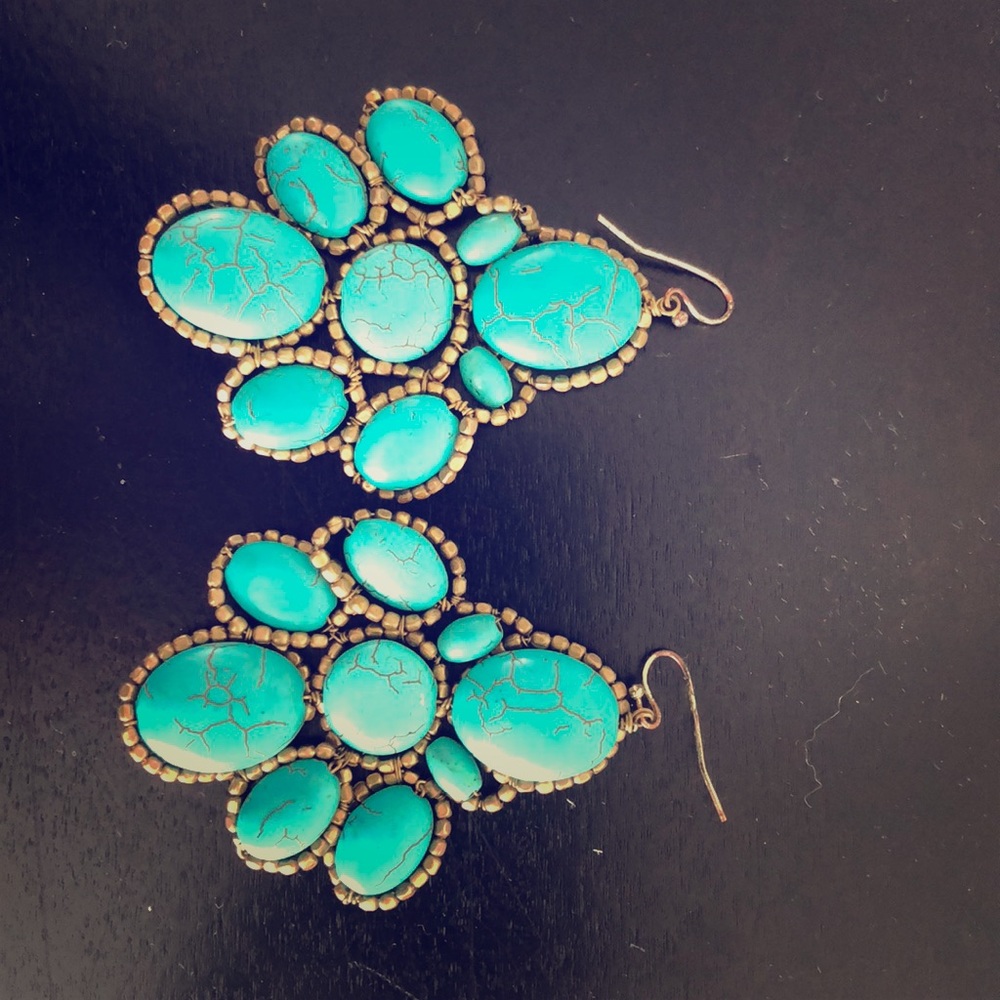 Anthropologie Turquoise Statement Earrings